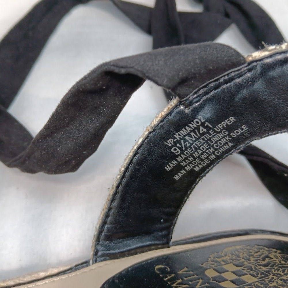 Vince Camuto Kimano Sandals Women 9.5 Black Gold Ankle Tie - Picture 8 of 10